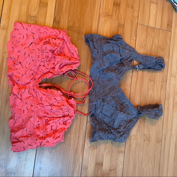 2 bra bralette lot Aerie sz Medium grey orange - Picture 2 of 5
